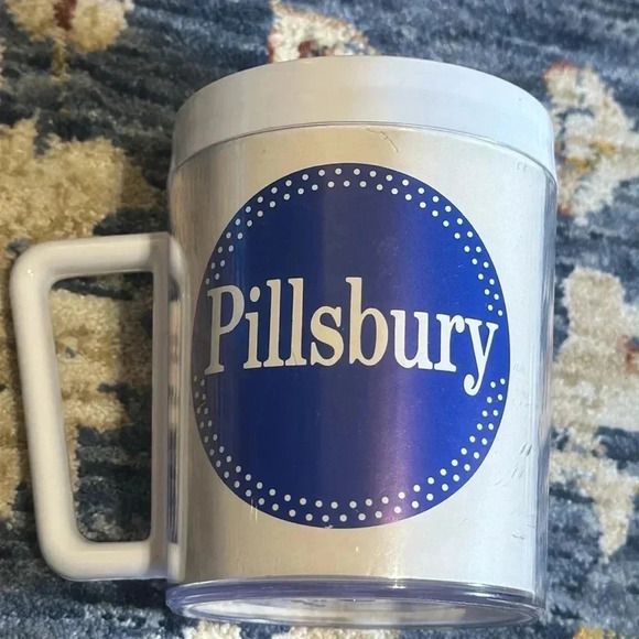 vintage pillsbury plastic coffee mug cup white/blue made in usa 4” height - Picture 4 of 10